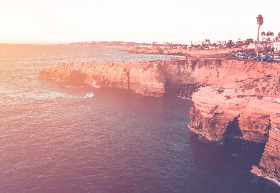 San Diego beach coast at sunset