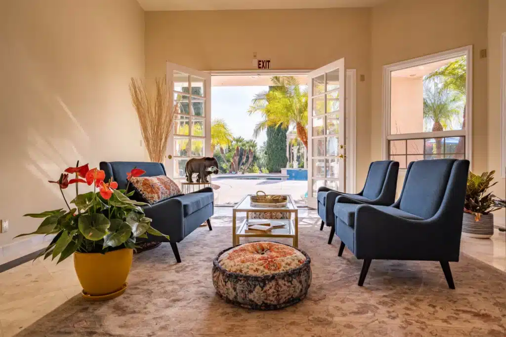 well furnished lobby of luxury rehab centers