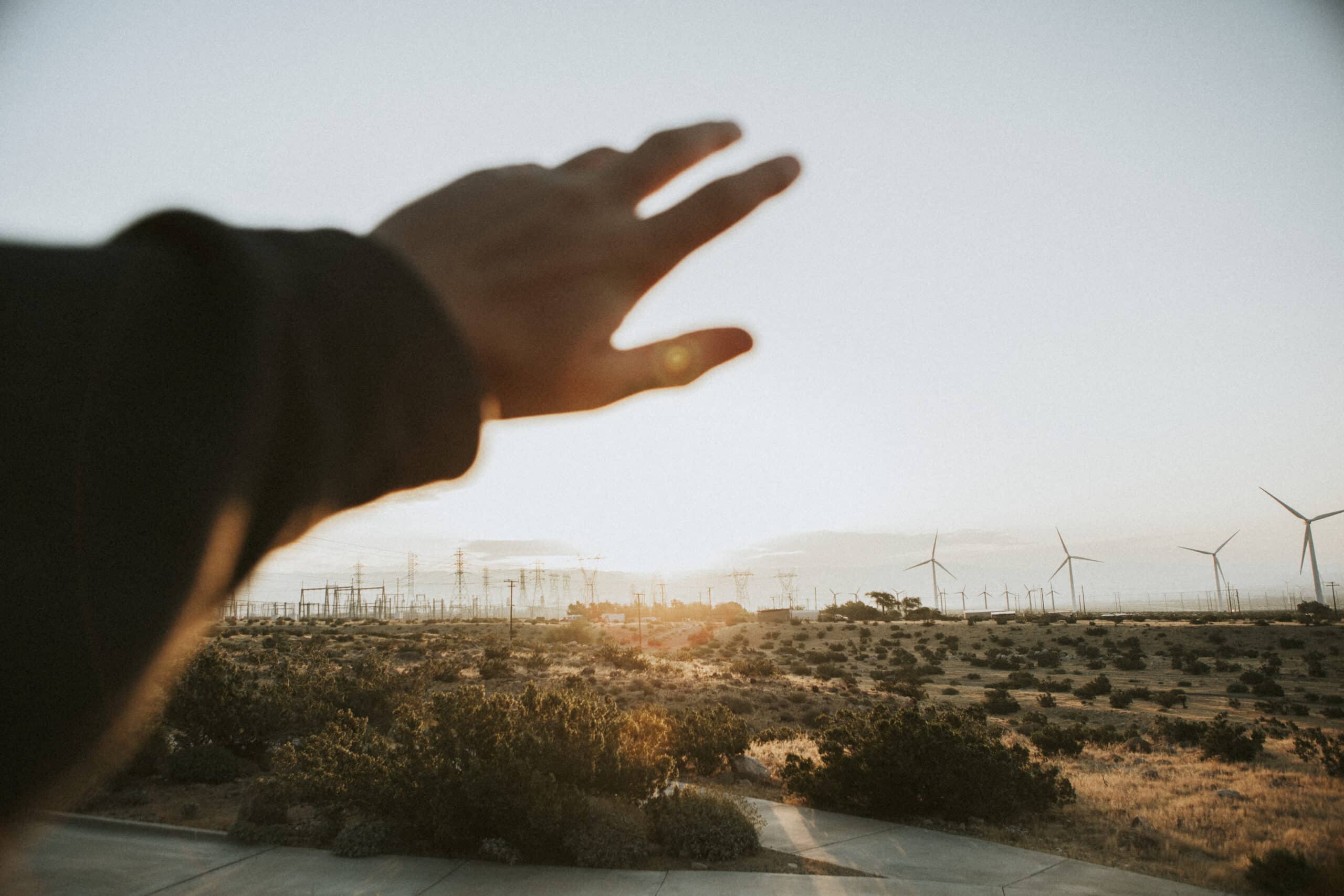 Traveler in the Palm Springs desert, USA